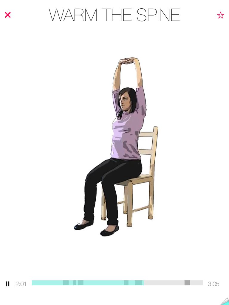 Desk Yoga, geschreven instructies, illustraties zijn, reeks video, Salute Desk